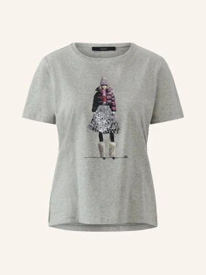 Oui T-Shirt Z Cekinami grau szary