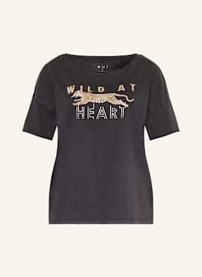 Oui T-Shirt Z Obszyciem Ozdobnymi Kamykami schwarz