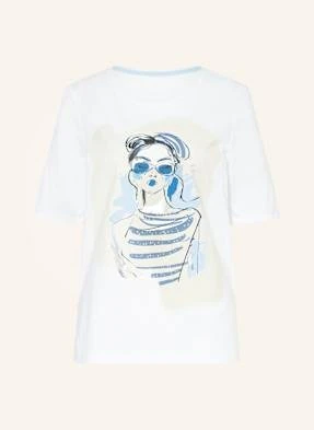 Oui T-Shirt Z Obszyciem Ozdobnymi Kamykami weiss