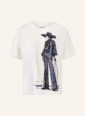 Oui T-Shirt Z Obszyciem Ozdobnymi Kamykami weiss