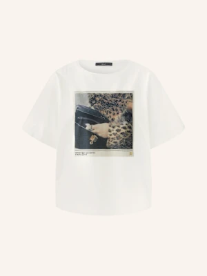 Oui T-Shirt Z Obszyciem Ozdobnymi Kamykami weiss