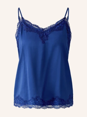 Oui Top Z Satyny Z Koronką blau NIEBIESKI
