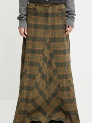 Our Legacy spódnica bawełniana Rebel kolor zielony maxi rozkloszowana W4254RV
