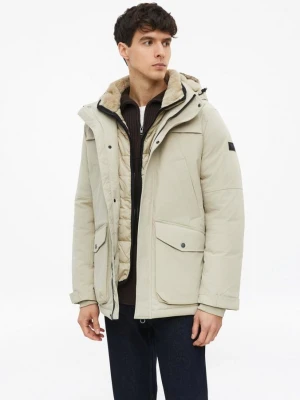 Outdoorowa parka z odpinanym kapturem i detalami z pluszowego futerka s.Oliver beżowy