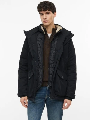 Outdoorowa parka z odpinanym kapturem i detalami z pluszowego futerka s.Oliver czarny