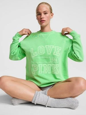 Oversize’owa bluza z okrągłym dekoltem Campus Fleece Victoria's Secret Zielony