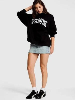 Oversize’owa bluza ze stójką Campus Fleece Victoria's Secret Czarny