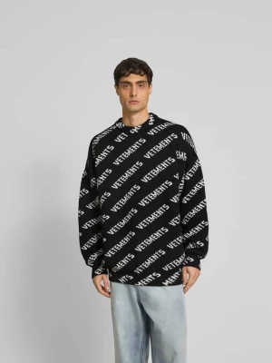 Oversize’owy sweter z wełny o dzianinowym wyglądzie Vetements Czarny