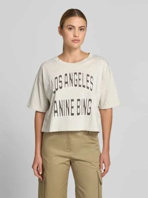 t-shirt o kroju oversized z nadrukiem z logo Anine Bing Jasnoszary