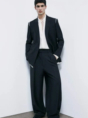 Oversize spodnie z zakładkami z lekkiej elastycznej mieszanki wełny PATRIZIA PEPE