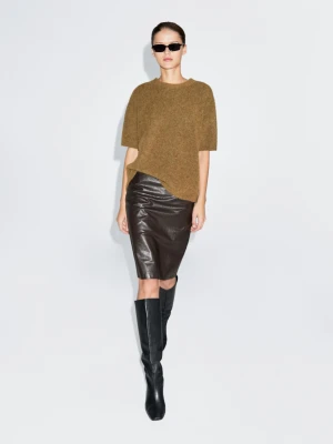 Oversized Alpaca Wool Knit Jersey - Zielono - - Massimo Dutti - Female