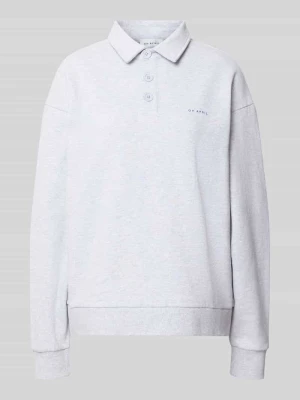 Oversized bluza z kołnierzykiem polo i nadrukiem z logo Oh April Średnioszary melanż