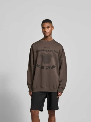 Oversized Bluza z Nadruk z logo MM6 Maison Margiela Jasnobrązowy