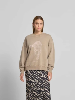 Bluza o kroju oversized z nadrukiem z motywem lala Berlin Jasnobrązowy