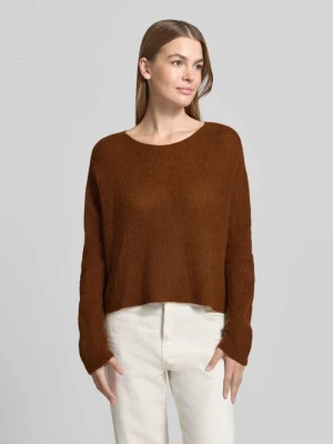 Oversized sweter wełniany z mieszanka wełny z alpaki Drykorn Orzechowy