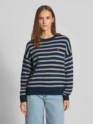 Oversized sweter z mieszanki bawełny REVIEW Ciemnoniebieski