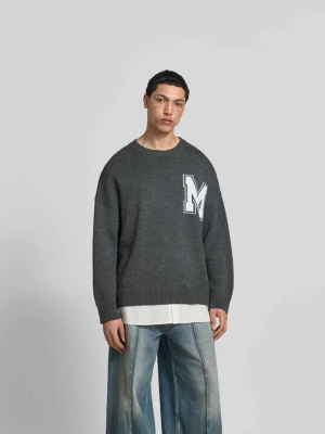 Sweter oversized z mieszanki wełny MM6 Maison Margiela Ciemnoszary melanż