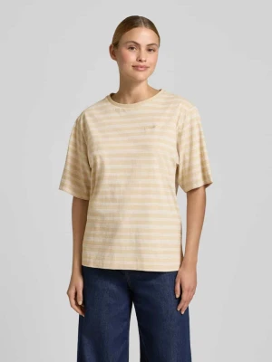 Oversized t-shirt z czystej bawełny model 'C_EREGULAR_STRIPE' Boss Orange