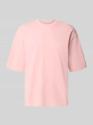 Oversized t-shirt z czystej bawełny REVIEW Różowy
