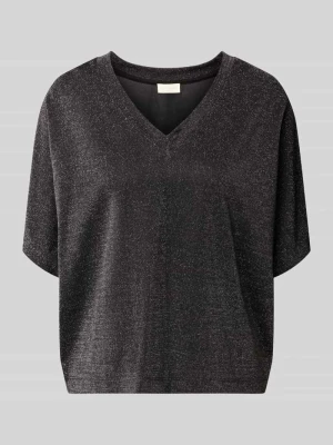 Oversized t-shirt z dekoltem w serek milano italy Czarny