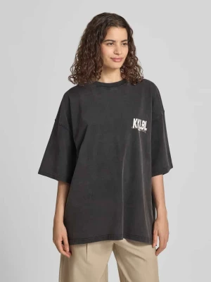 Oversized t-shirt z nadrukiem z logo Karo Kauer Czarny