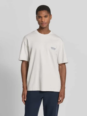 Oversized t-shirt z nadrukiem z logo lindbergh Złamany biały