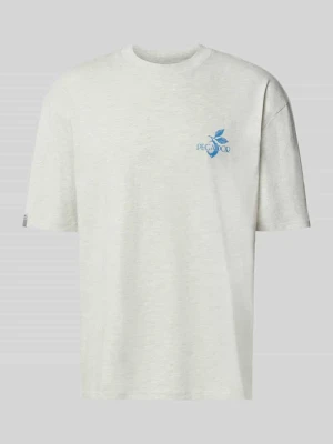 Oversized t-shirt z nadrukiem z tyłu i okrągłym dekoltem Pegador Jasnoszary melanż