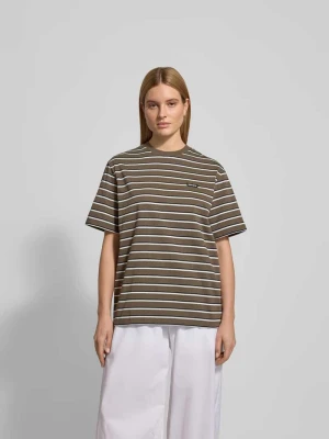 Oversized t-shirt z naszywką z logo ROTATE Średniobrązowy