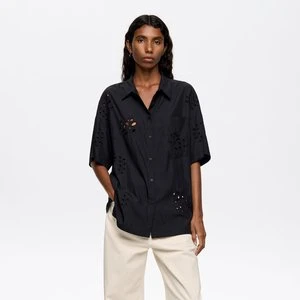 Oversize'owa czarna haftowana koszula BIMBA Y LOLA