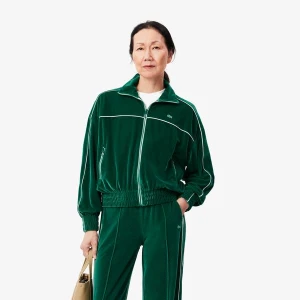 Oversizowa aksamitna bluza zapinana na suwak Lacoste
