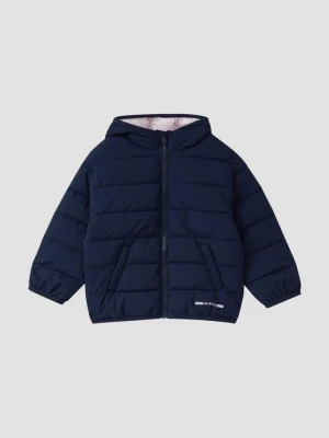 Oversizowa pikowana kurtka unisex z kapturem s.Oliver niebieski