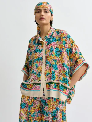 OVERSIZOWA WZORZYSTA BLUZKA Z JEDWABIEM ESSENTIEL ANTWERP