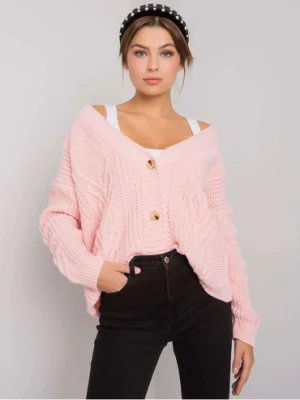 Oversizowy sweter damski - jasny róż OCH BELLA