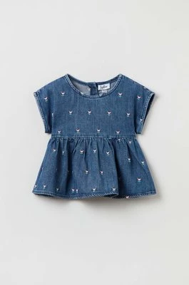 OVS bluzka niemowlęca kolor niebieski z nadrukiem