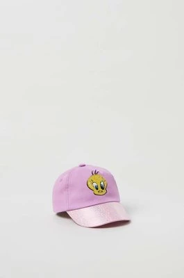 OVS czapka z daszkiem bawełniana dziecięca kolor fioletowy