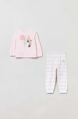 OVS piżama niemowlęca kolor różowy z nadrukiem