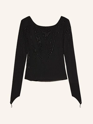Ow Collection Bluzka Mesha Z Siateczki Z Ozdobnymi Kamykami schwarz