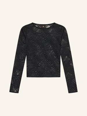 Ow Collection Koszulka Z Długim Rękawem Larissa Z Siateczki schwarz