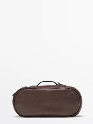 Owalna Kosmetyczka Ze Skóry Nappa - Brązowy - Massimo Dutti - Female