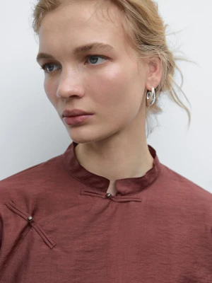 Owalne Kolczyki Kółka - Srebrny - - Massimo Dutti - Kobieta