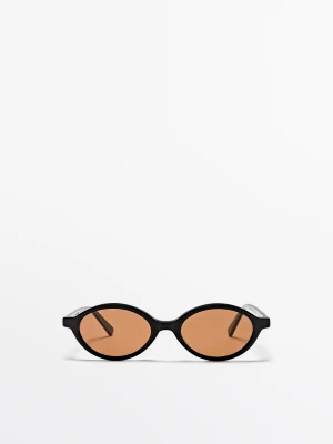 Owalne Okulary Przeciwsłoneczne - Czarny - Massimo Dutti - Female