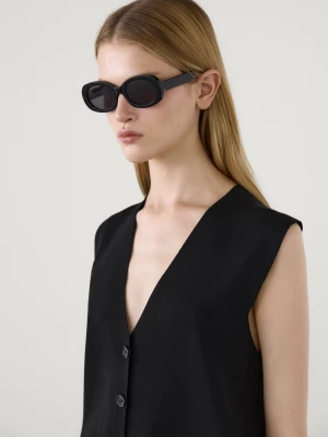 Owalne Okulary Przeciwsłoneczne - Czarny - - Massimo Dutti - Kobieta