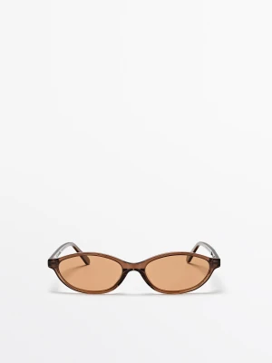 Owalne Okulary Przeciwsłoneczne - Karmelowy - - Massimo Dutti - Female