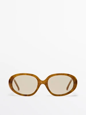 Owalne Okulary Przeciwsłoneczne - Karmelowy - Massimo Dutti - Female