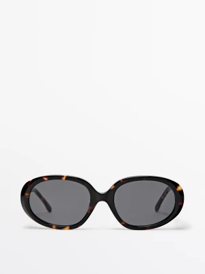 Owalne Okulary Przeciwsłoneczne Z Efektem Rogowym - Brązowy - Massimo Dutti - Female