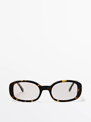 Owalne Okulary Z Efektem Rogowym - Brązowy - Massimo Dutti - Female
