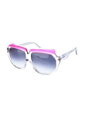 Owalne Przezroczysto-Różowe Okulary przeciwsłoneczne Courrèges