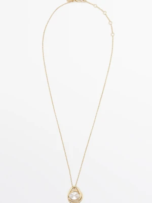 Naszyjnik Owalny Z Nieregularnym Kryształem - Złoty - Massimo Dutti - Female