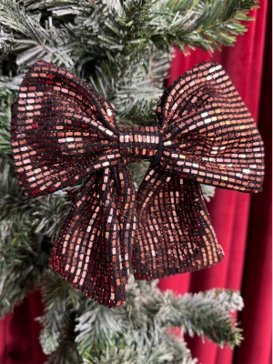 Ozdoba świąteczna choinkowa kokarda błyszcząca S - golden rose  magmac 