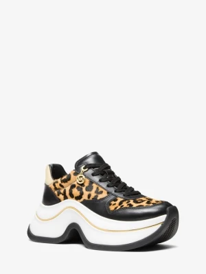 Ozdobione buty sportowe Arla ze skóry Michael Kors AKSAMITKA (Żółty)